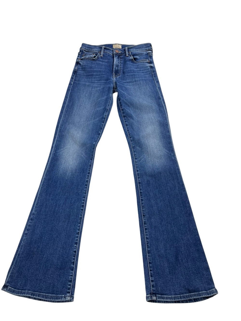 MOTHER The Outsider Sneak Blue Denim Mid-Rise Flare Jeans Size 26 EUC - Picture 2 of 14